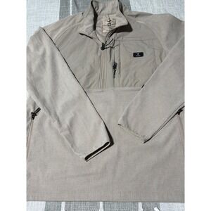 Vassa Mens Waffle Knit Quarter Zip Pullover Jacket Tan Khaki Utility Gorpcore L